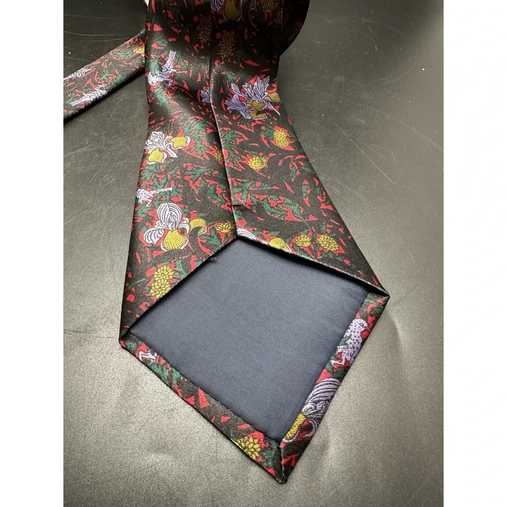 Master Man Floral Bird‎ Red Blue Green Gold Silk Tie 60